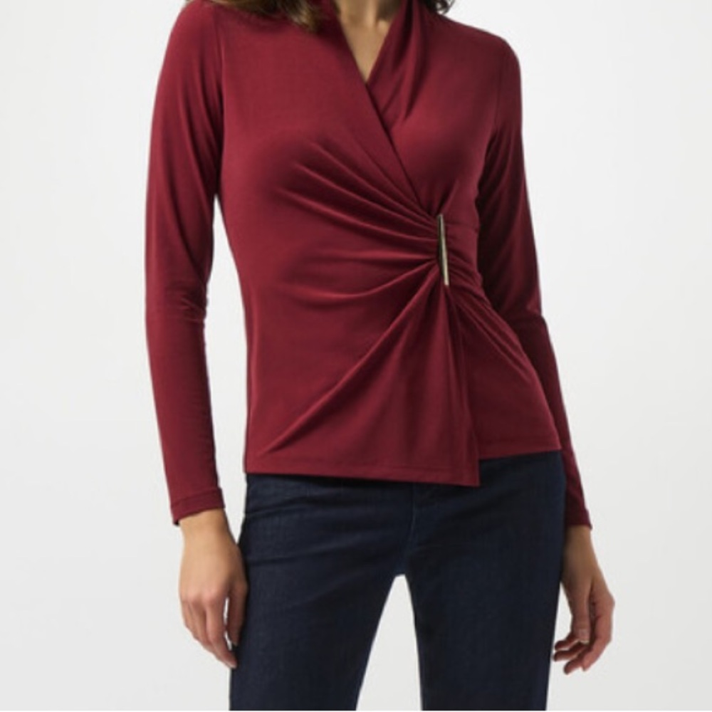 Joseph Ribkoff Merlot Fitted Wrap Top